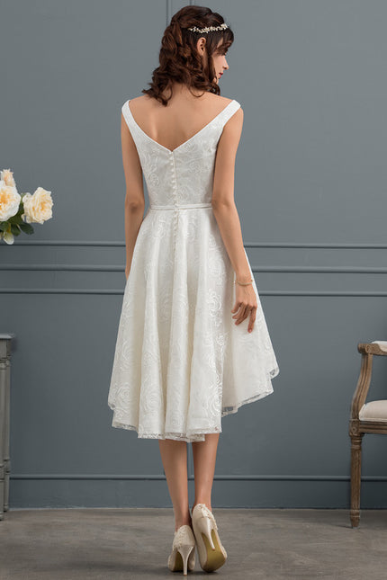 Robe Asymétrique Écrue Dentelée - gallery 4