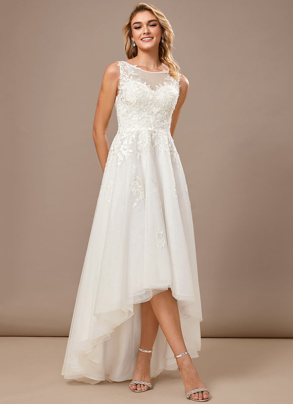 Robe Longue Asymétrique En Tulle - gallery 4