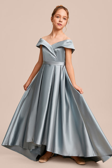 Robe Asymétrique Satin Bleu Clair - gallery 2