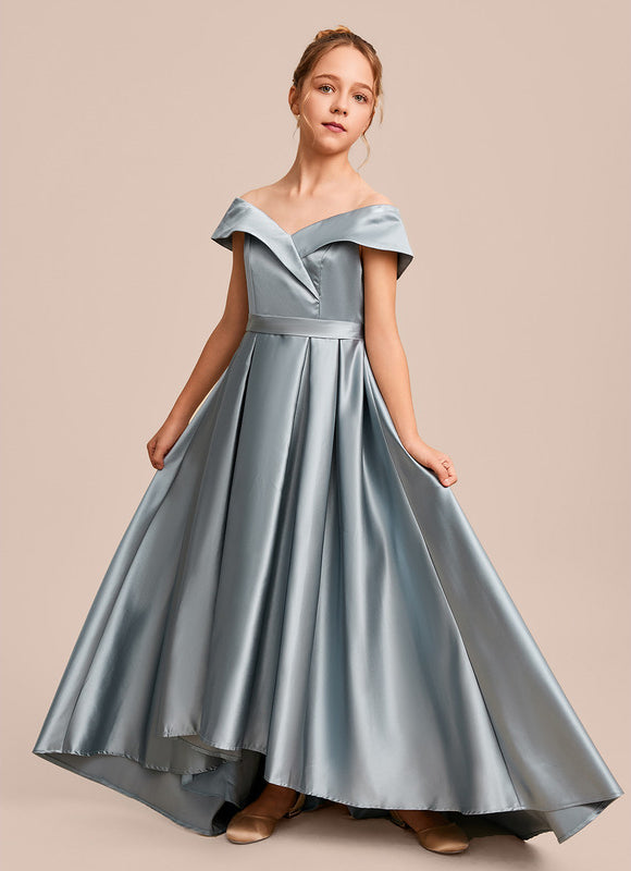 Robe Asymétrique Satin Bleu Clair - gallery 2