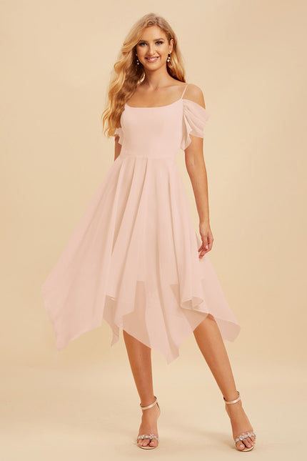 Robe Asymétrique Col Carré Aérienne