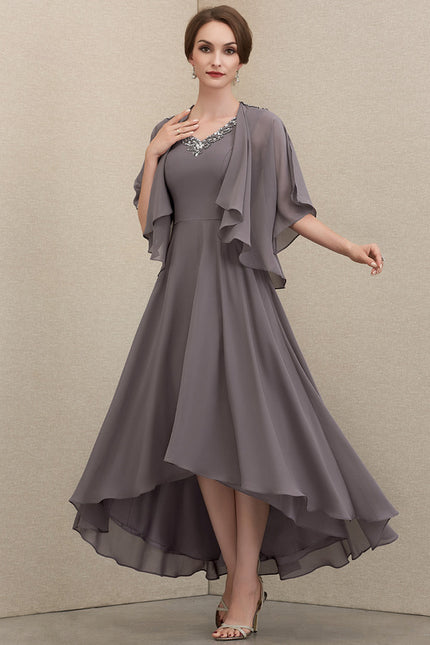 Robe Asymétrique Fluide Argentée