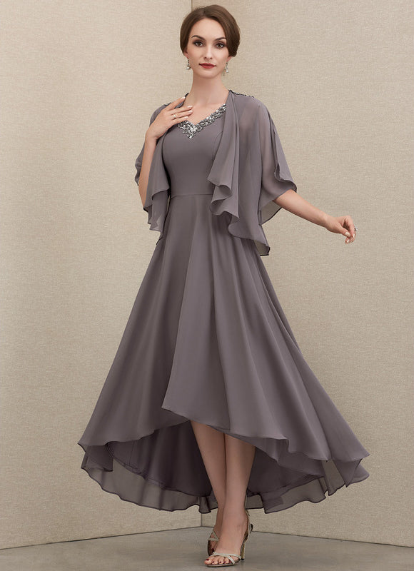 Robe Asymétrique Fluide Argentée