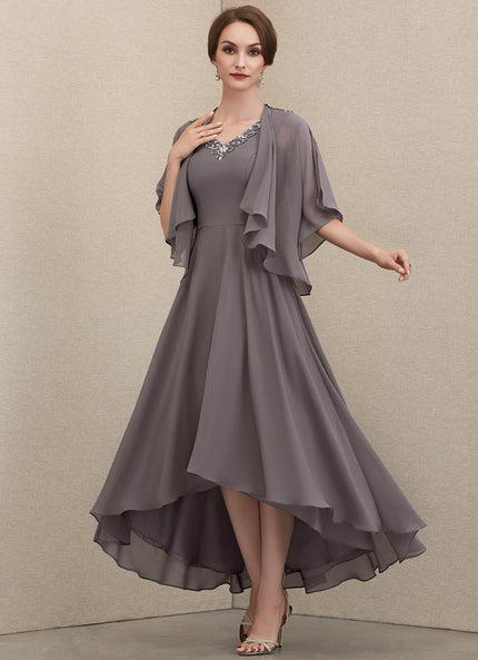 Robe Asymétrique Fluide Argentée