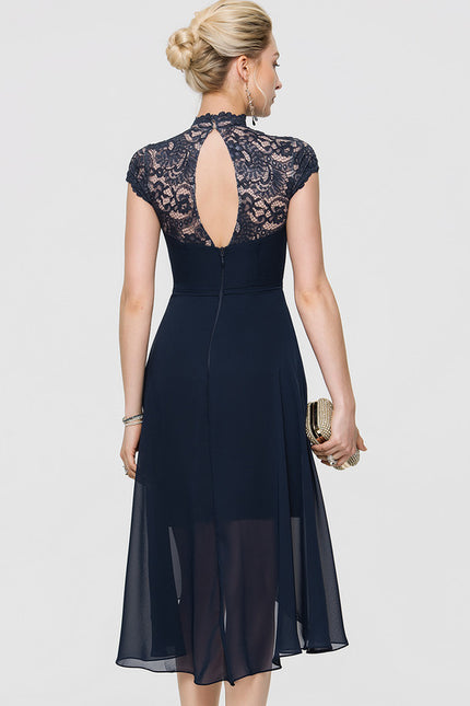 Robe Asymétrique À Volants Bleu - gallery 3