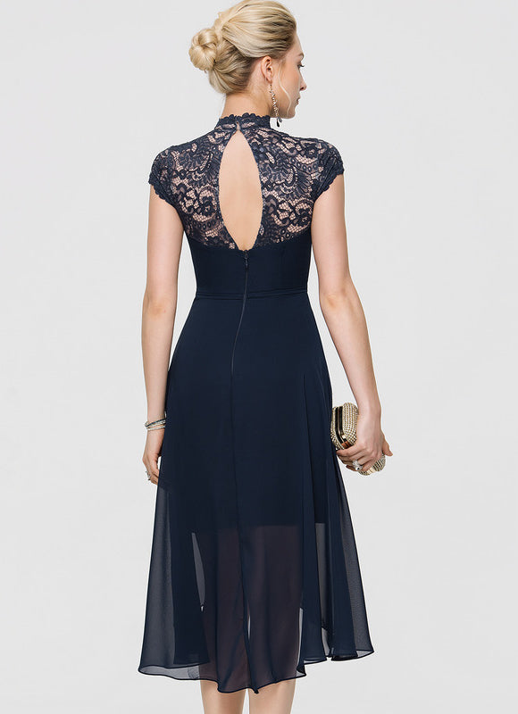 Robe Asymétrique À Volants Bleu - gallery 3