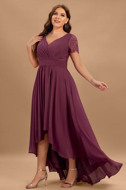 Robe Asymétrique Fluide Dentelle Marine - gallery 6