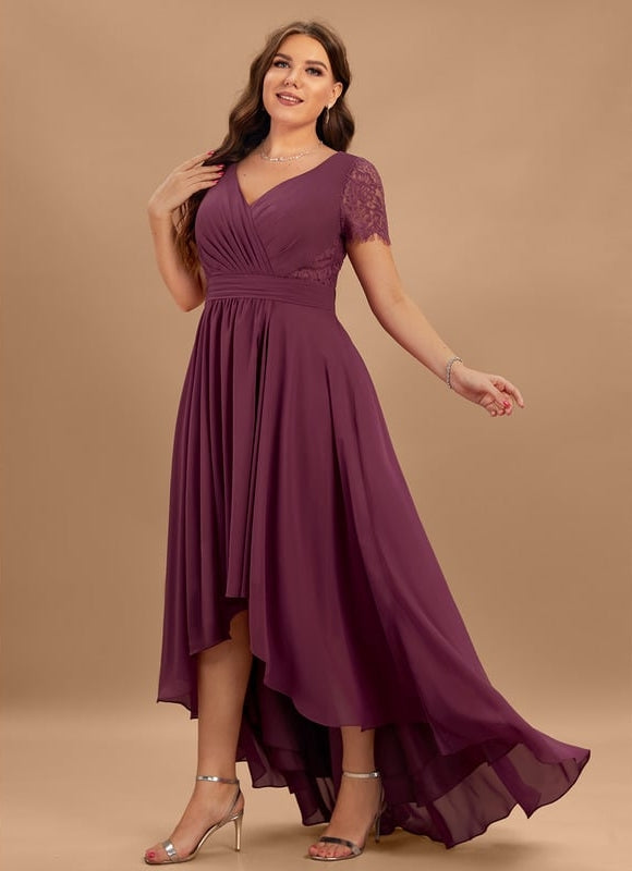 Robe Asymétrique Fluide Dentelle Marine - gallery 6