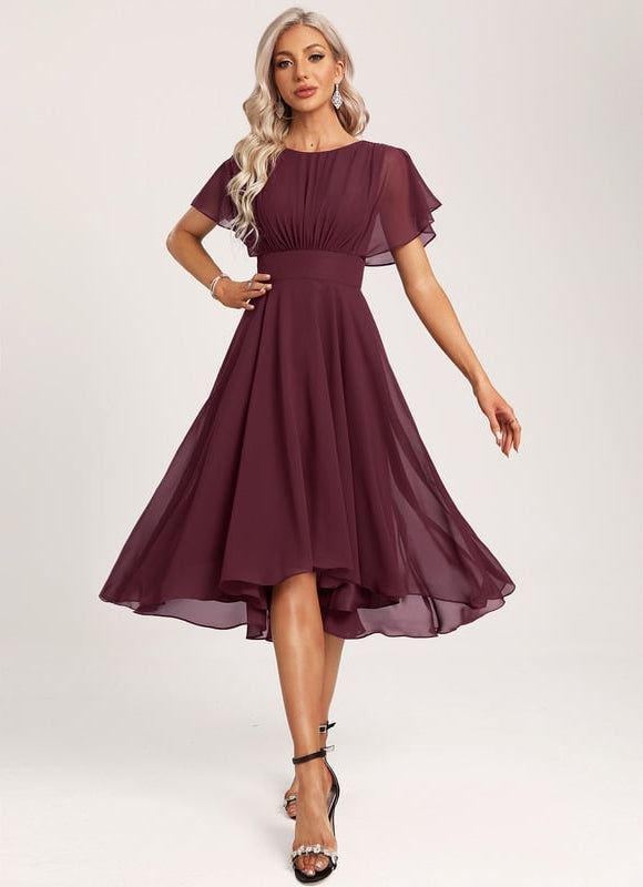 Robe Asymétrique Fluide À Volants - gallery 2