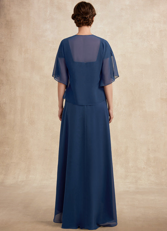 Robe Asymétrique Mousseline Bleu Profond - gallery 4