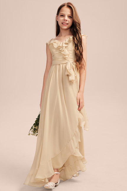 Robe Asymétrique Flottante Beige - gallery 4