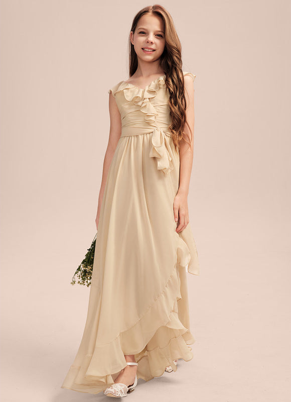 Robe Asymétrique Flottante Beige - gallery 4