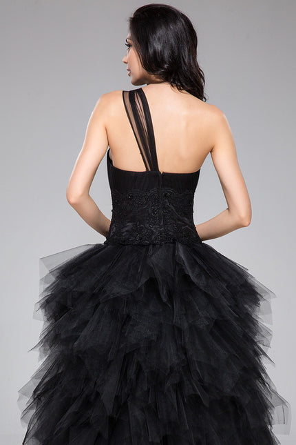 Robe Asymétrique Tulle Noir Éclatante - gallery 7
