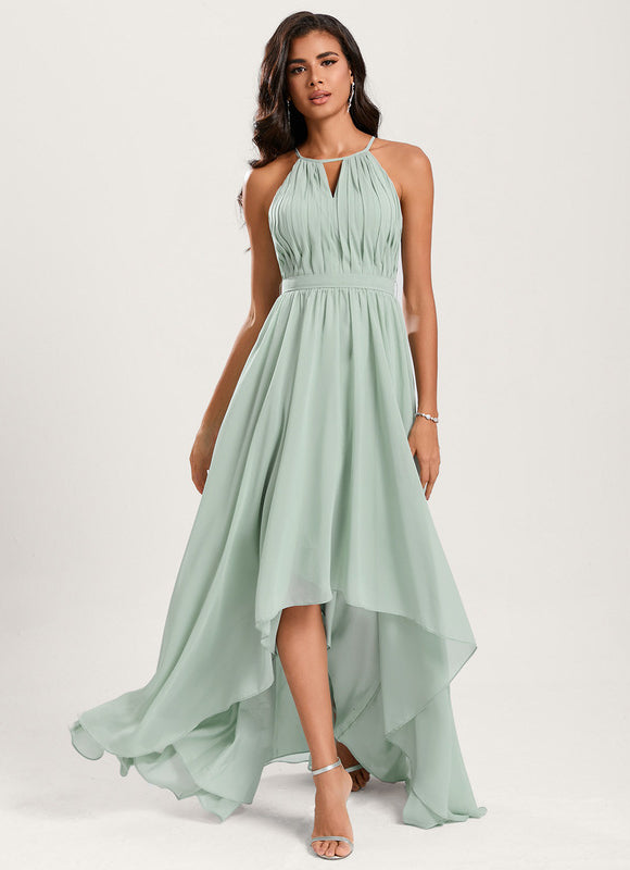 Robe Asymétrique Mousseline Saumon