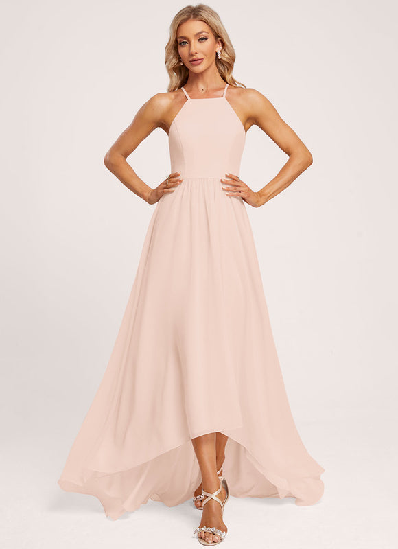 Robe Asymétrique Mousseline Saumon