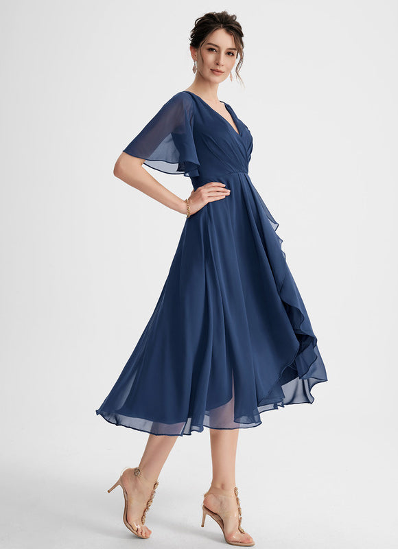 Robe Asymétrique Fluide Vert Pâle - gallery 4