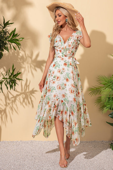 Robe Asymétrique Fleurie Midi
