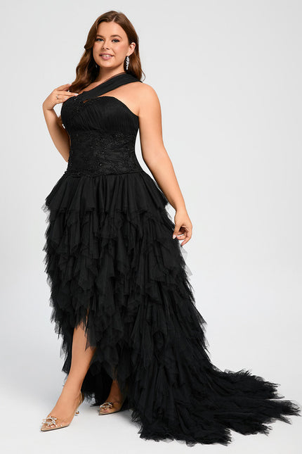 Robe Asymétrique Tulle Noir Éclatante - gallery 8