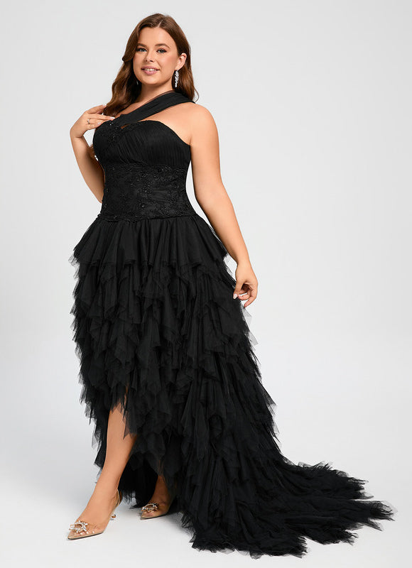 Robe Asymétrique Tulle Noir Éclatante - gallery 8