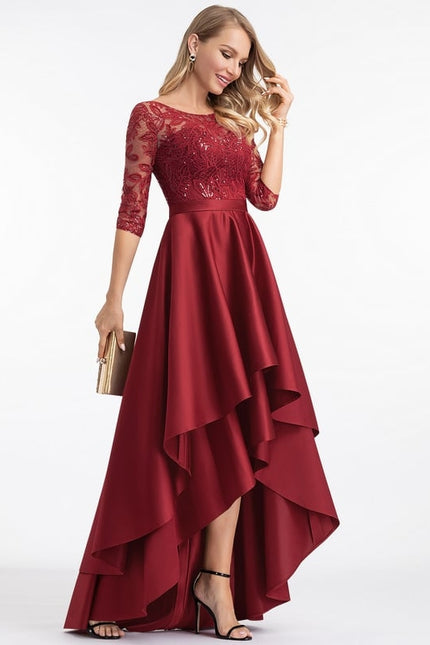 Robe Asymétrique Éclatante Bordeau