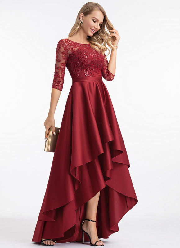 Robe Asymétrique Bordeaux Élégante