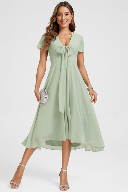 Robe Asymétrique Fluide Vert Pâle - gallery 1