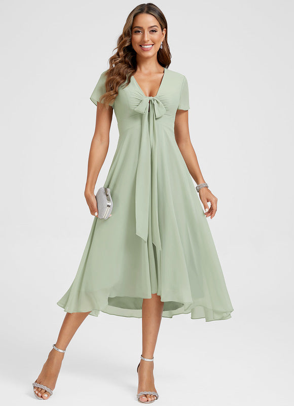Robe Asymétrique Fluide Vert Pâle - gallery 1