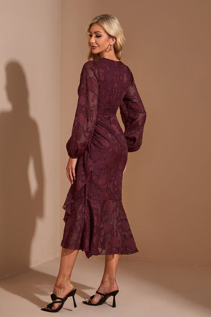 Robe Asymétrique Bordeaux - gallery 1