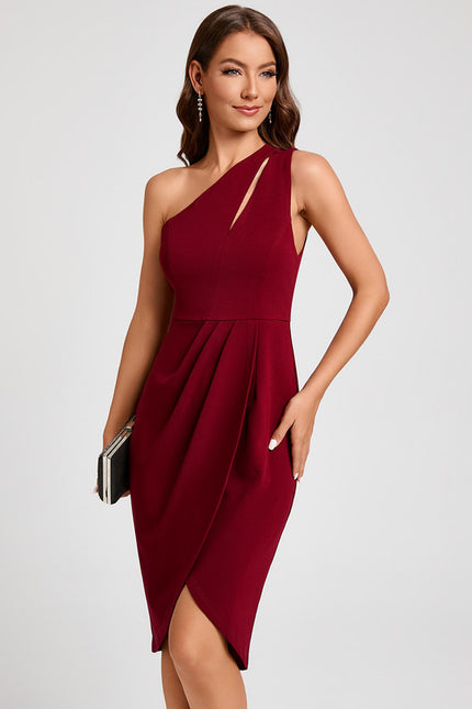 Robe Asymétrique Crêpe Asymétrique Bordeaux - gallery 3