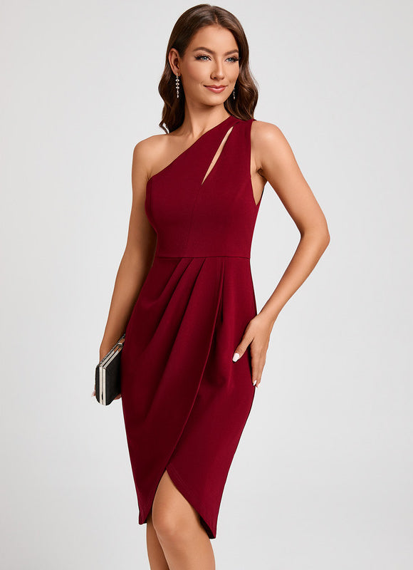 Robe Asymétrique Crêpe Asymétrique Bordeaux - gallery 3