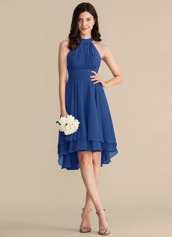 Robe Asymétrique Mousseline Prune - gallery 1