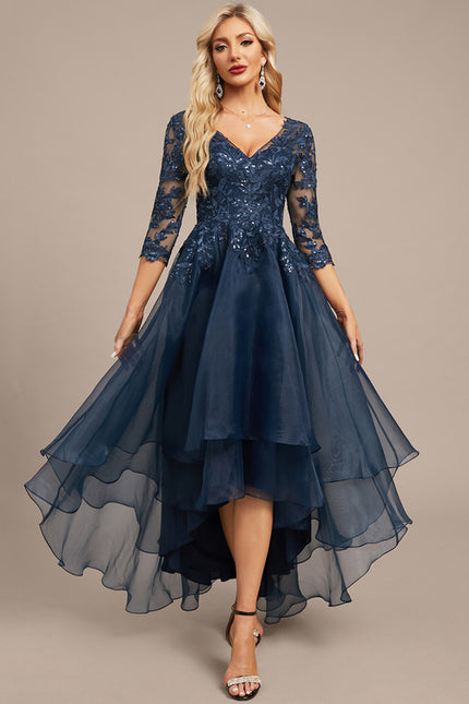 Robe Asymétrique Soirée Bleu Nuit