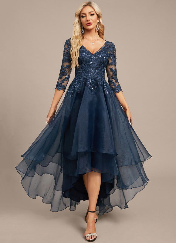 Robe Asymétrique Soirée Bleu Nuit