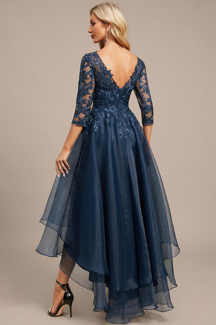 Robe Asymétrique Soirée Bleu Nuit - gallery 6