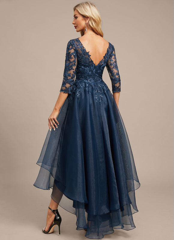 Robe Asymétrique Soirée Bleu Nuit - gallery 6