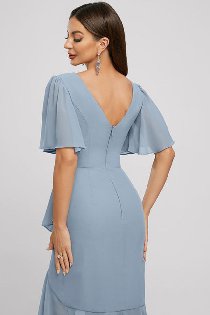 Robe Asymétrique Fluide Bleu Ciel - gallery 5