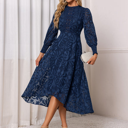 Robe Asymétrique Midi Dentelle Bleu