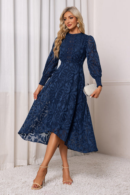 Robe Asymétrique Midi Dentelle Bleu