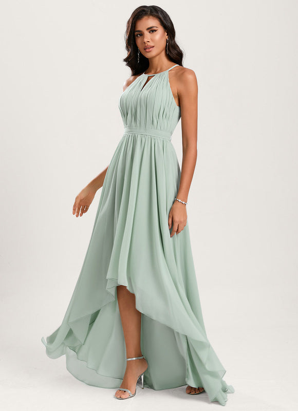 Robe Asymétrique Mousseline Saumon - gallery 3
