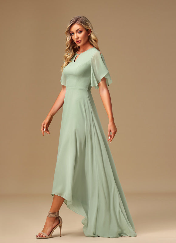Robe Asymétrique Longue Vert Pâle - gallery 4