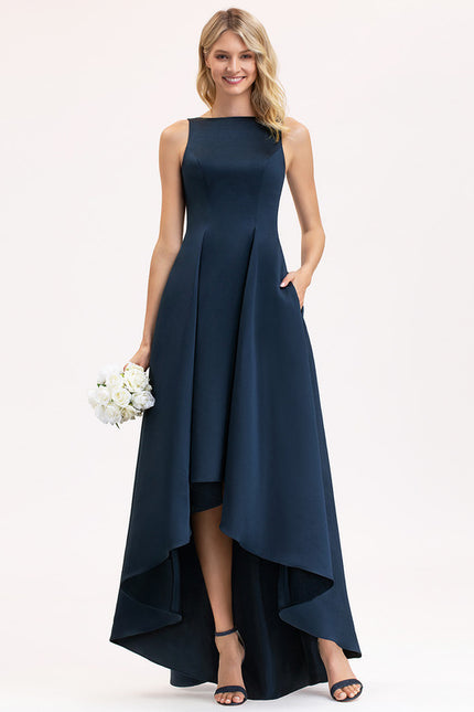 Robe Asymétrique Satin Turquoise