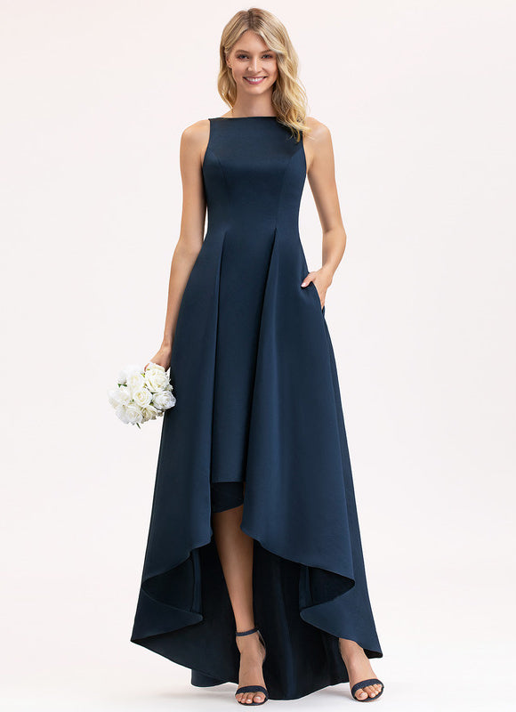 Robe Asymétrique Satin Turquoise