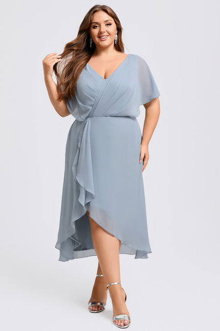 Robe Asymétrique Cocktail Bordeaux Volants - gallery 8