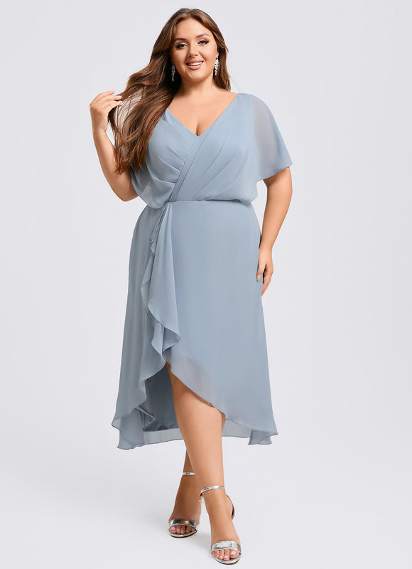 Robe Asymétrique Cocktail Bordeaux Volants - gallery 8