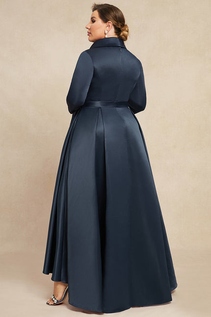 Robe Asymétrique Satin Col Châle - gallery 8