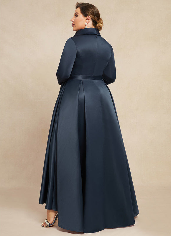 Robe Asymétrique Satin Col Châle - gallery 8