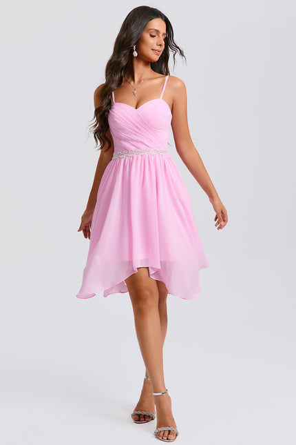 Robe Asymétrique Bal Rose Légère - gallery 5
