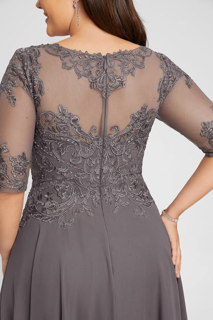 Robe Asymétrique Grise Ornée - gallery 8