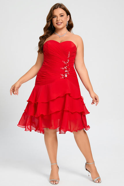 Robe Asymétrique Rouge Cascade - gallery 8