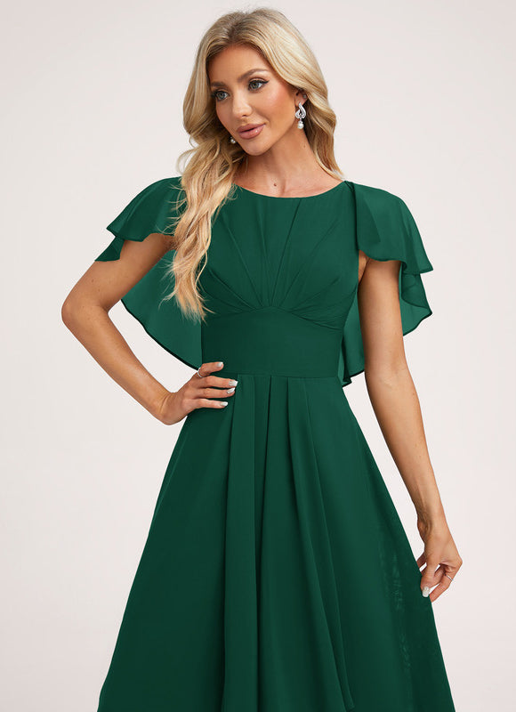 Robe Asymétrique Mousseline Prune - gallery 4